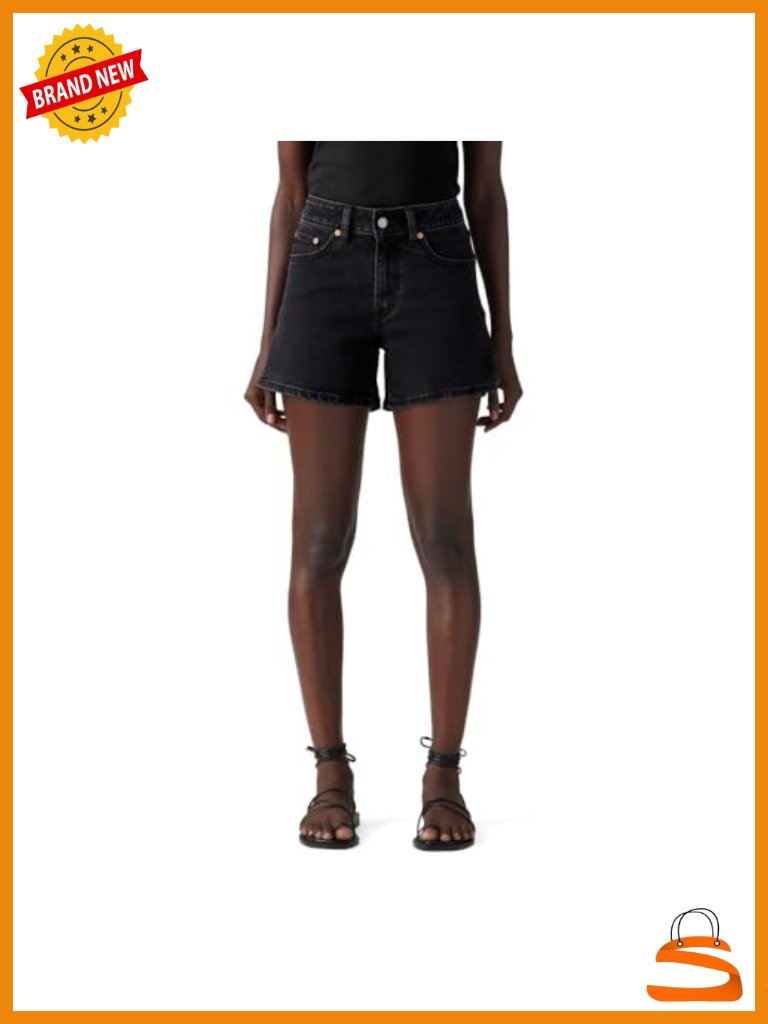 Mid Rise A-Line Jean Shorts With Stretch